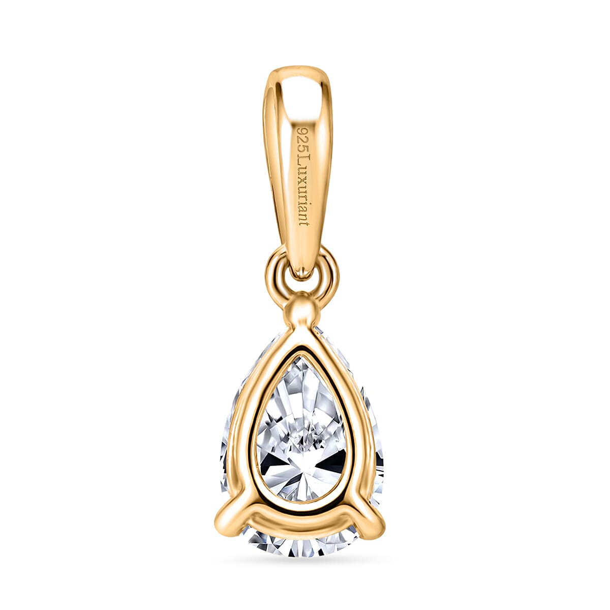 Luxuriant - Lab Grown Diamond (SI) Pear Pendant in 18K Vermeil Yellow Gold Plated Sterling Silver 0.50 Ct.