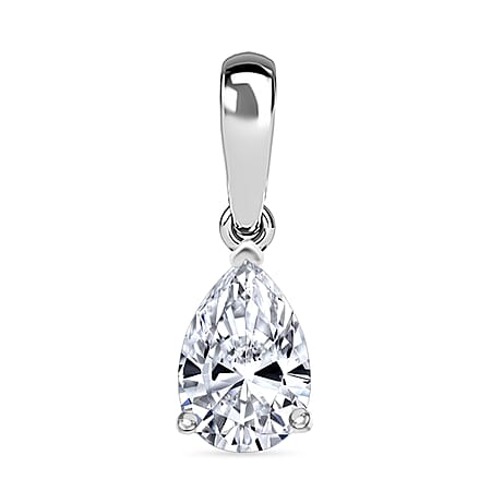 LUXURIANT 0.5 Ct. Lab Grown Diamond Pear-Cut Solitaire Pendant in Rhodium Overlay Sterling Silver (SI) LUXURIANT 0.5 Ct. Lab Grown Diamond Pear-Cut Solitaire Pendant in Rhodium Overlay Sterling Silver (SI)