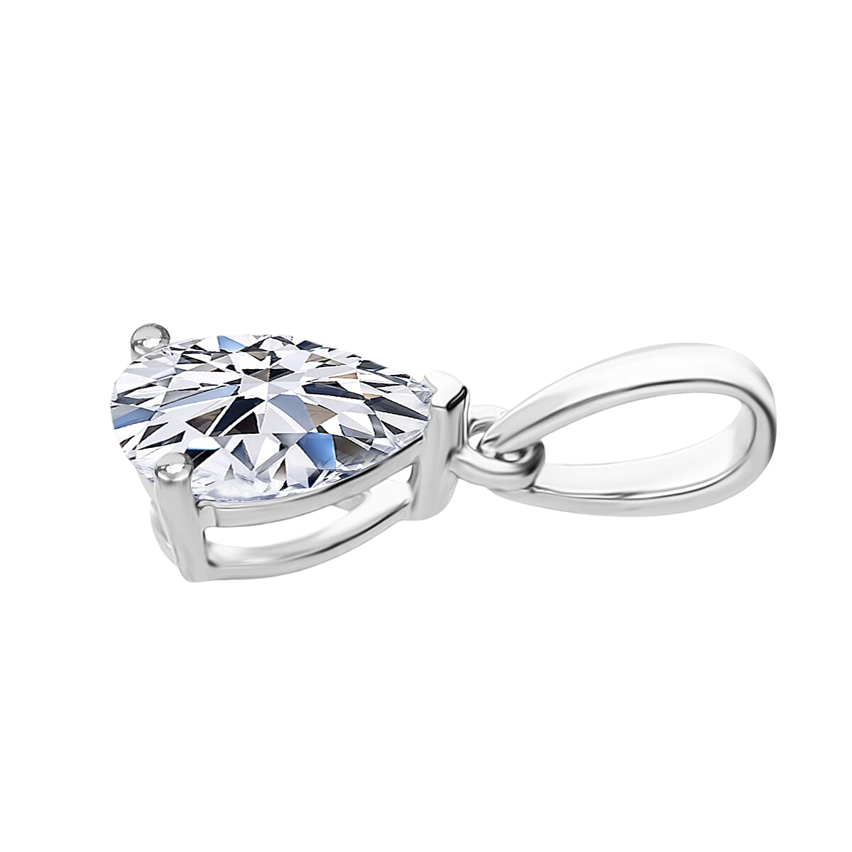 Luxuriant - Lab Grown Diamond (SI) Pear Pendant in Rhodium Overlay Sterling Silver 0.50 Ct.