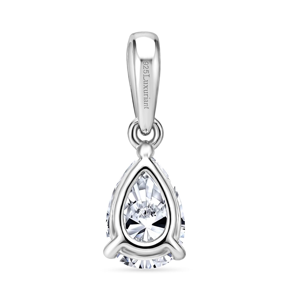 Luxuriant - Lab Grown Diamond (SI) Pear Pendant in Rhodium Overlay Sterling Silver 0.50 Ct.