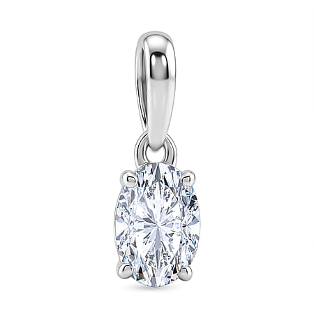 LUXURIANT 0.5 Ct. Lab Grown Diamond Oval-Cut Solitaire Pendant in Rhodium Overlay Sterling Silver (SI)