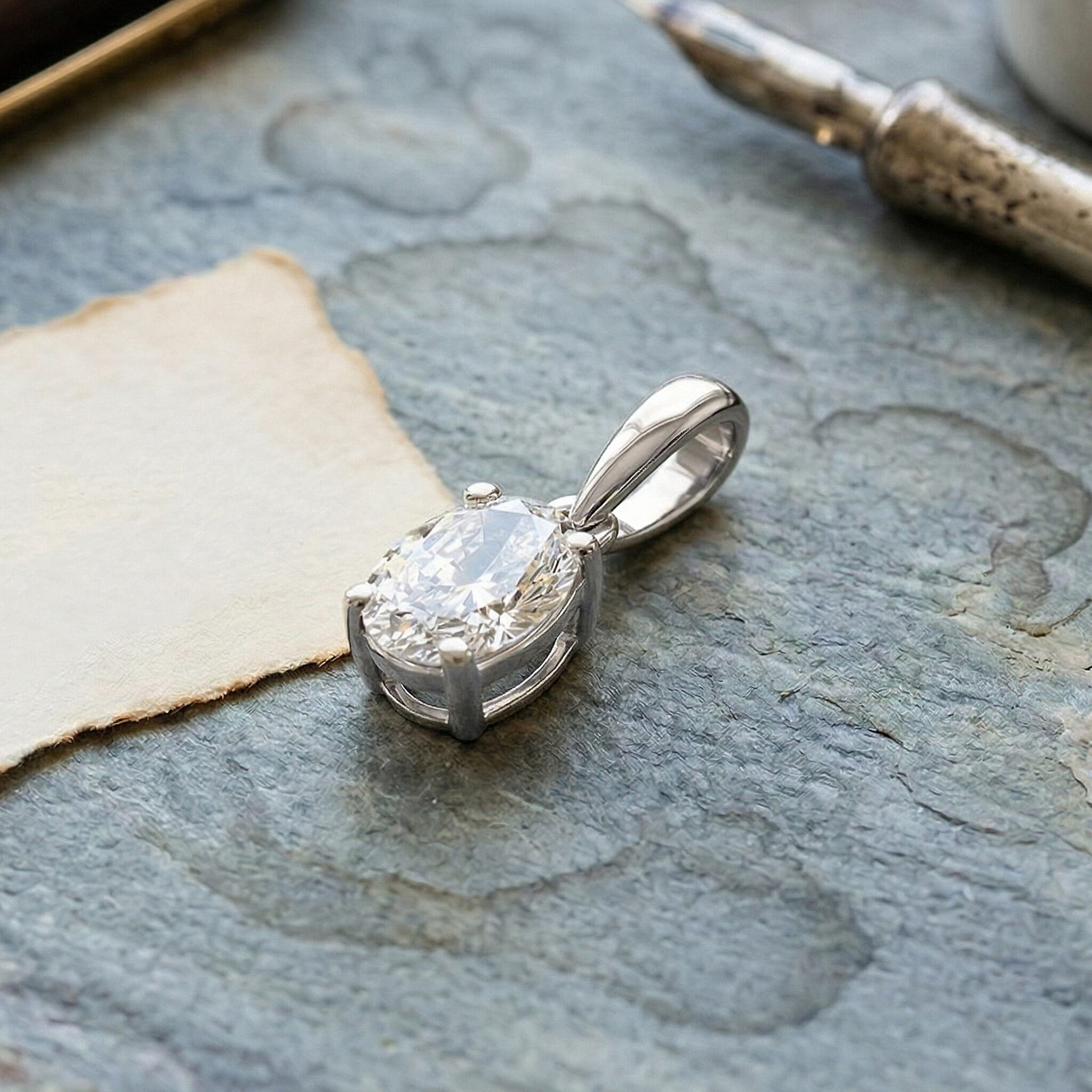 Luxuriant - Lab Grown Diamond (SI) Pendant in Rhodium Overlay Sterling Silver 0.50 Ct.