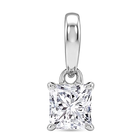LUXURIANT 0.5 Ct. Lab Grown Diamond Princess-Cut Solitaire Pendant in Rhodium Overlay Sterling Silver (SI) LUXURIANT 0.5 Ct. Lab Grown Diamond Princess-Cut Solitaire Pendant in Rhodium Overlay Sterling Silver (SI)