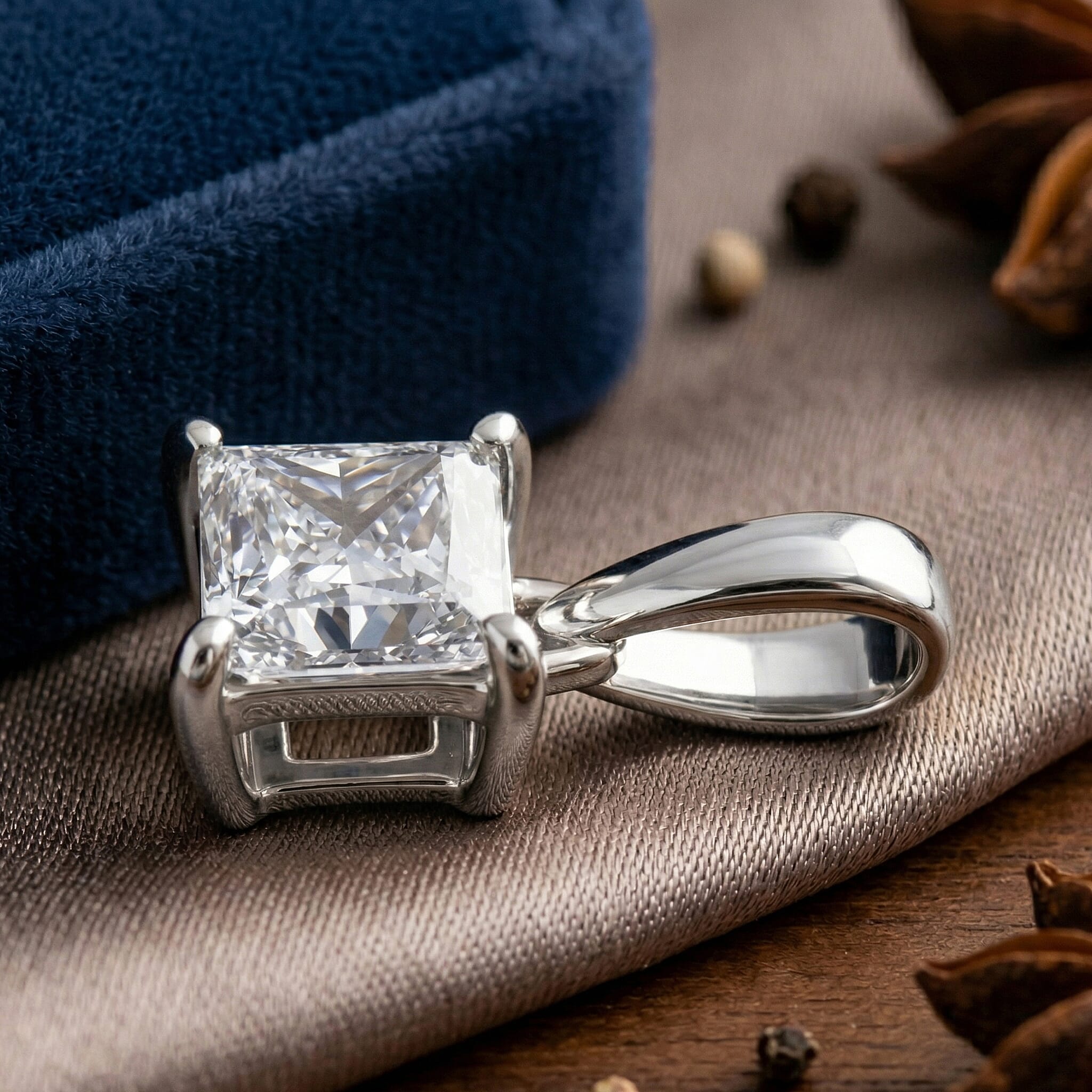 Luxuriant - Lab Grown Diamond(SI) Princess Pendant in Rhodium Overlay Sterling Silver 0.50 Ct.