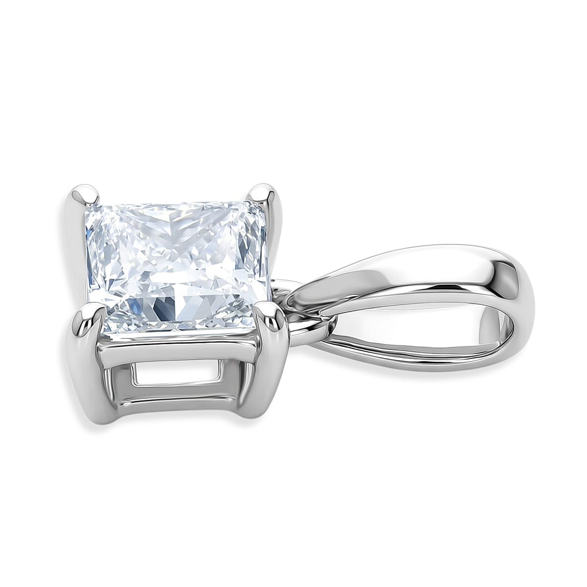 Luxuriant - Lab Grown Diamond(SI) Princess Pendant in Rhodium Overlay Sterling Silver 0.50 Ct.