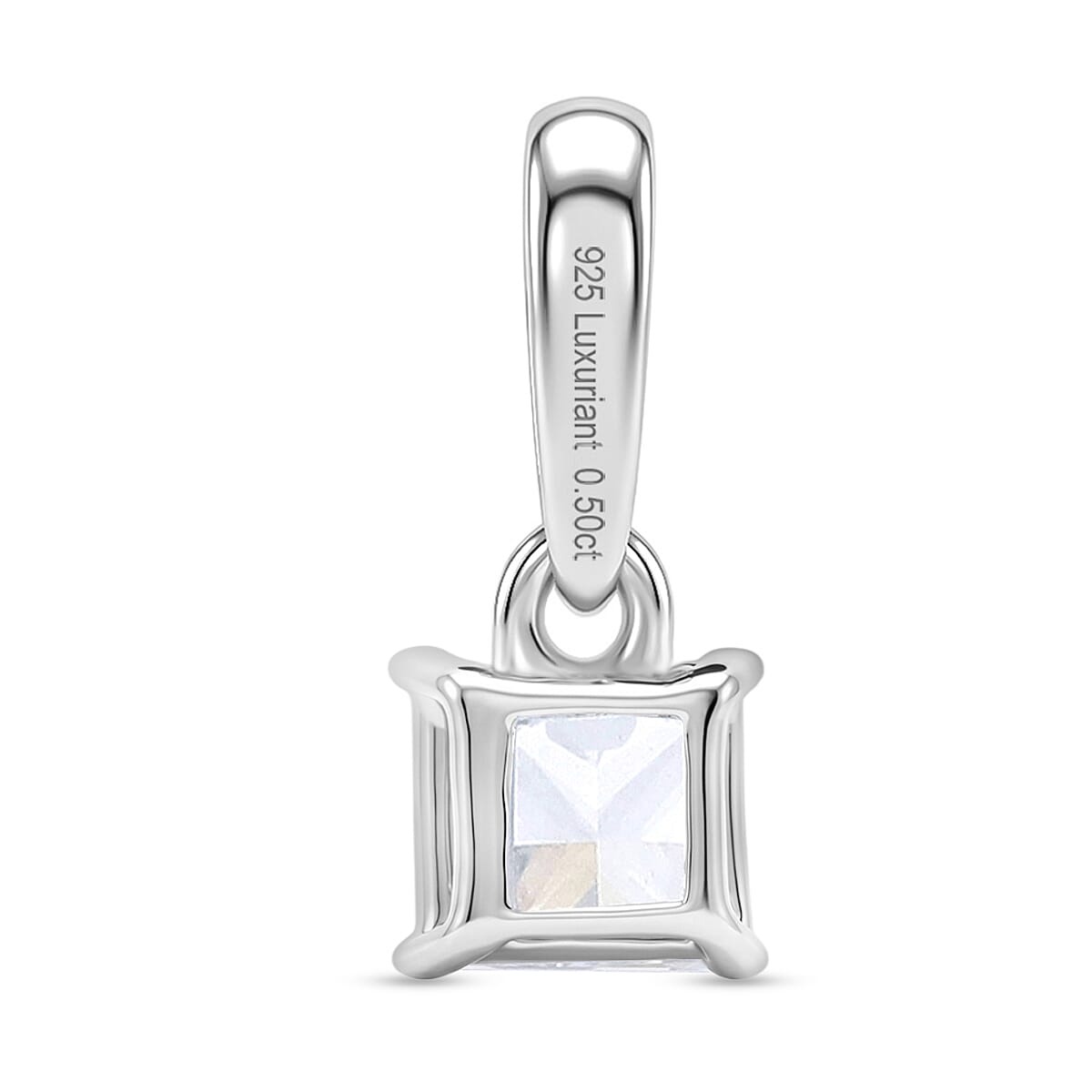 Luxuriant - Lab Grown Diamond(SI) Princess Pendant in Rhodium Overlay Sterling Silver 0.50 Ct.
