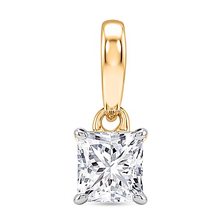 LUXURIANT 0.5 Ct. Lab Grown Diamond Princess-Cut Solitaire Pendant in 18K Vermeil Yellow Gold Plated Sterling Silver (SI)