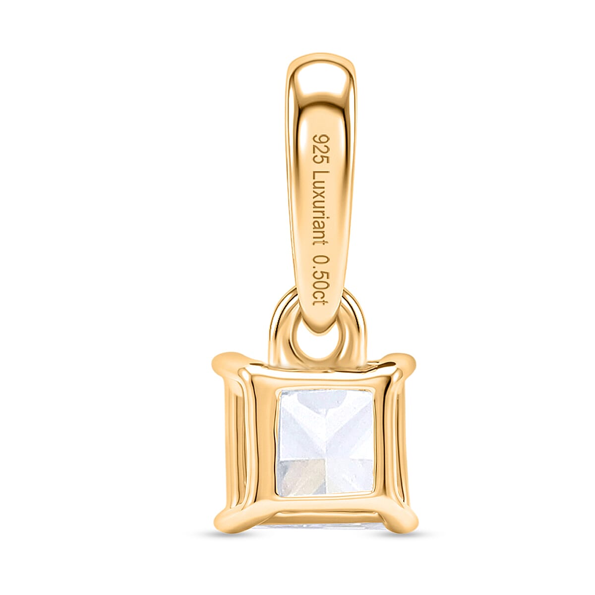Luxuriant - Lab Grown Diamond(SI) Princess Pendant in 18K Vermeil Yellow Gold Plated Sterling Silver 0.50 Ct.