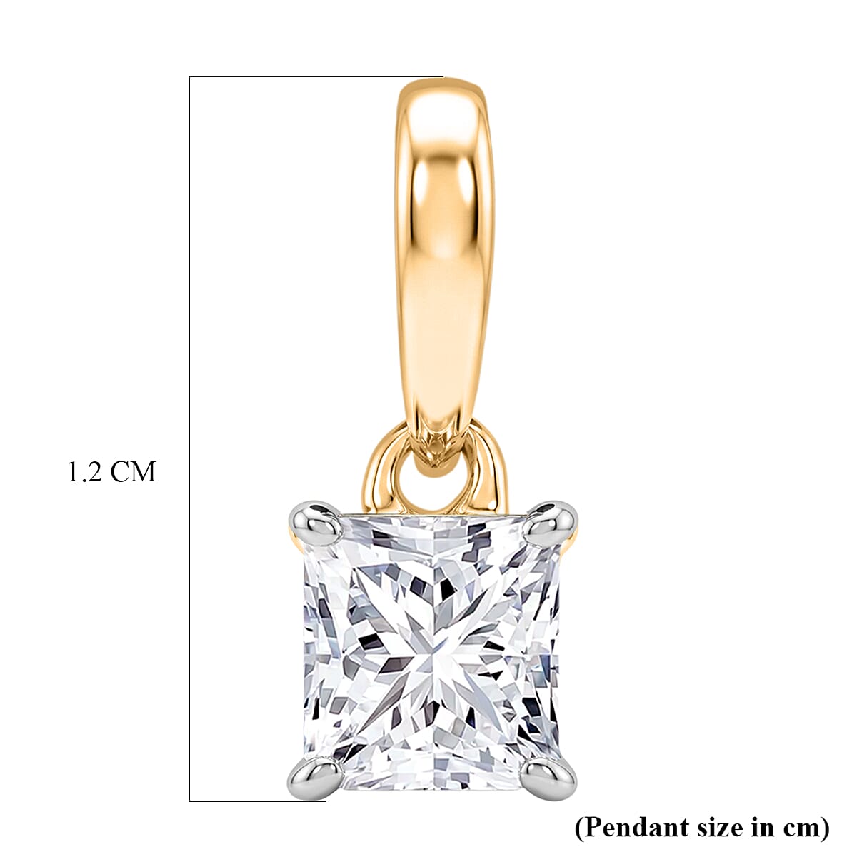 Luxuriant - Lab Grown Diamond(SI) Princess Pendant in 18K Vermeil Yellow Gold Plated Sterling Silver 0.50 Ct.