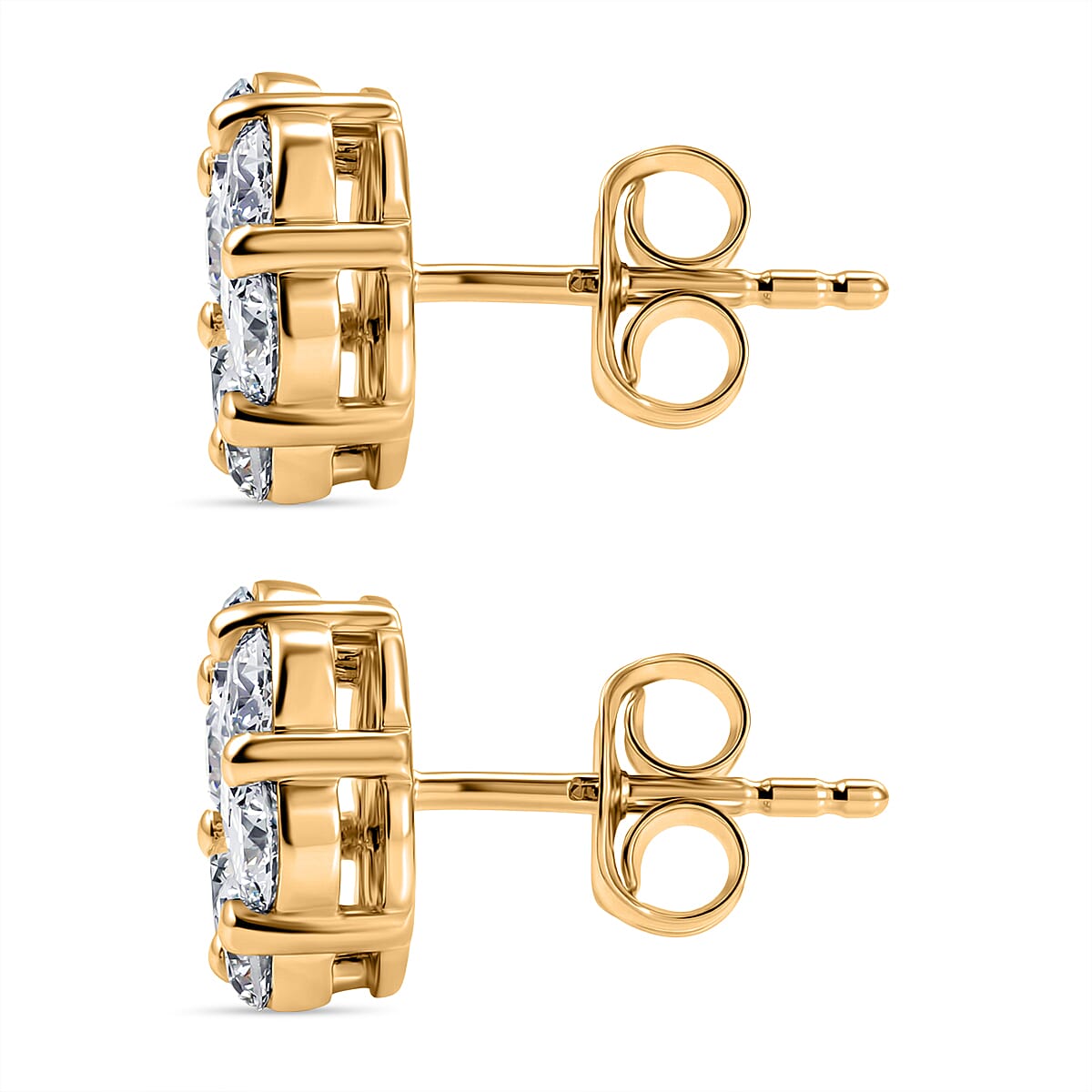 Luxuriant - SI-G-H Lab Grown Diamond Cluster Earring with Push Post in 18K Vermeil Yellow Gold Plated Sterling Silver 2.00 Ct.