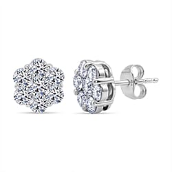 Luxuriant - Lab Grown Diamond ( SI-G-H ) Pressure Set Earring in Rhodium Sterling Silver 2.00 Ct.