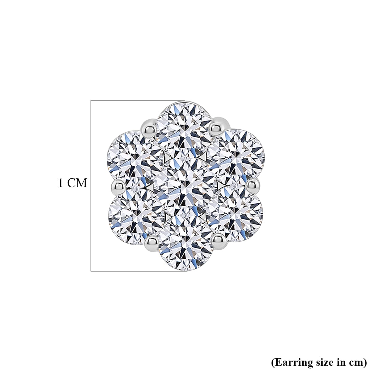 Luxuriant - SI-G-H Lab Grown Diamond Cluster Earring with Push Post in Rhodium Overlay Sterling Silver 2.00 Ct.