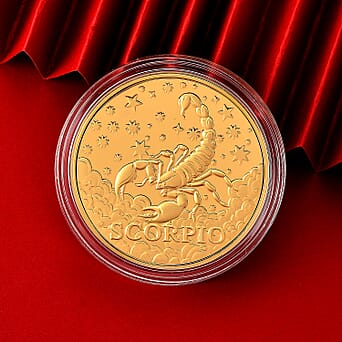 https://tjcuk.sirv.com/Products/85/4/8548678/Celestial-Zodiac-Collection-Scorpio-24k-Gold-Coin-Collectibles_8548678_1.jpg?w=342&h=342