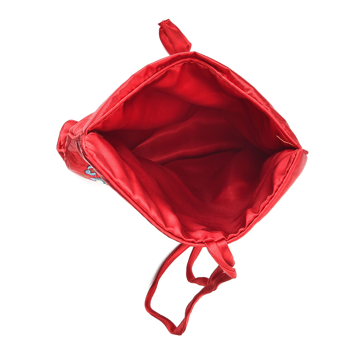 Embroidered Travel Jewellery Roll Organiser - Wine Red