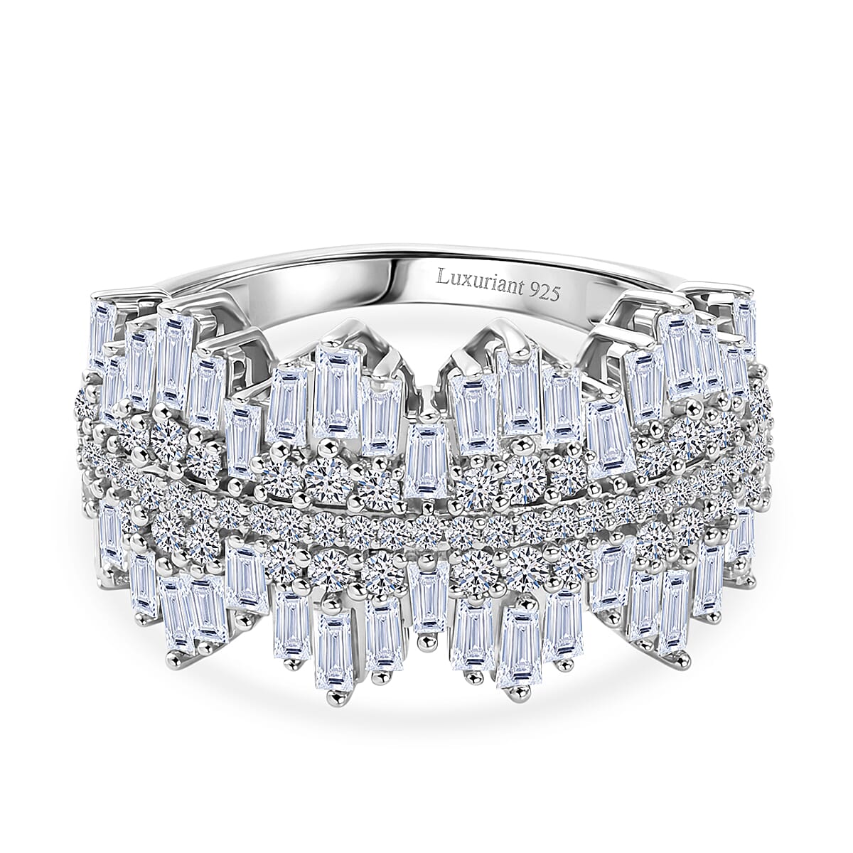 Luxuriant - Lab Grown Diamond (SI-G-H) Cluster Ring in Rhodium Overlay Sterling Silver 1.50 Ct.