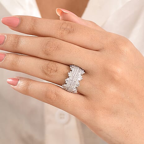 Luxuriant - Lab Grown Diamond (SI-G-H) Cluster Ring in Rhodium Overlay Sterling Silver 1.50 Ct.