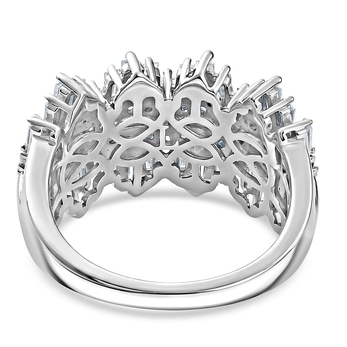 Luxuriant - Lab Grown Diamond (SI-G-H) Cluster Ring in Rhodium Overlay Sterling Silver 1.50 Ct.