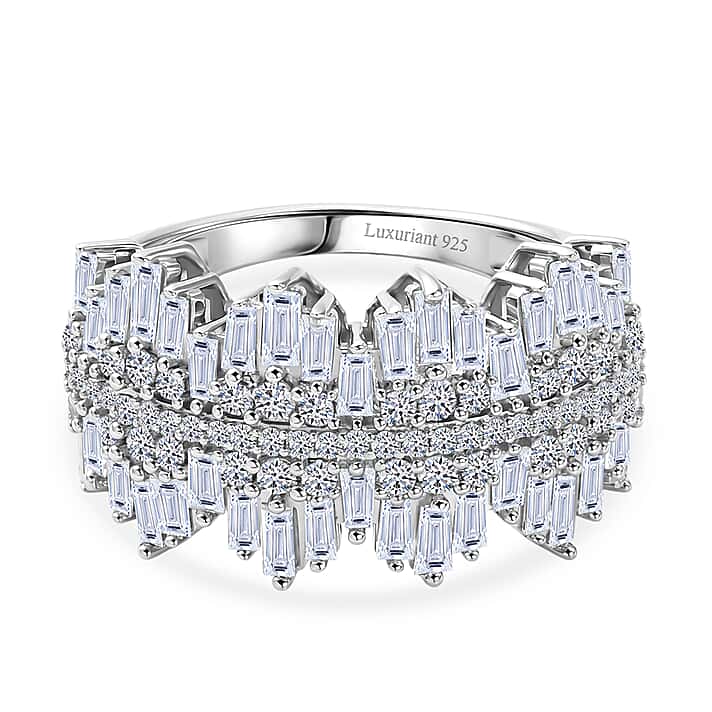 Luxuriant - Lab Grown Diamond (SI-G-H) Cluster Ring in Rhodium Overlay Sterling Silver 1.50 Ct.