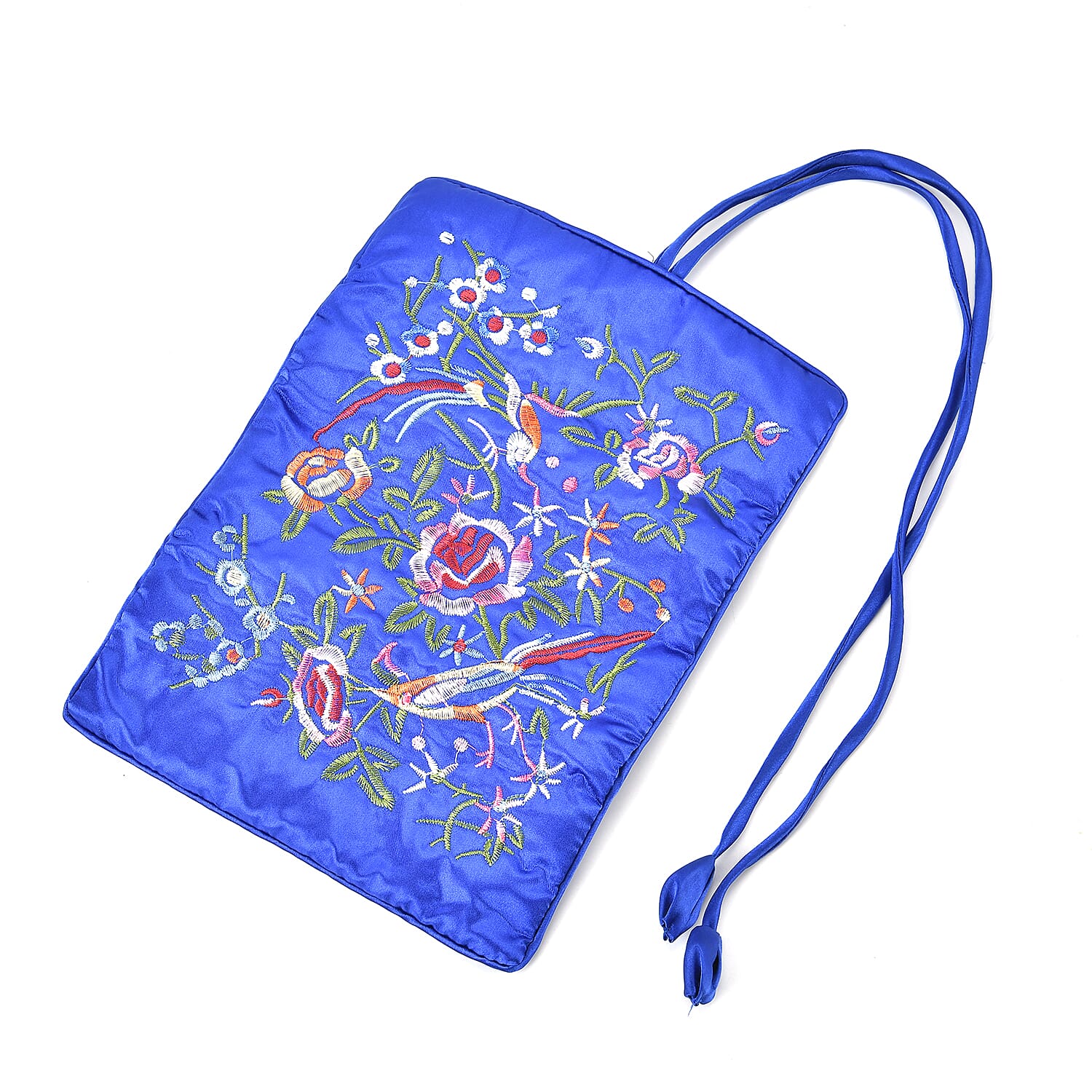 Embroidered Travel Jewellery Roll Organiser - Royal Blue