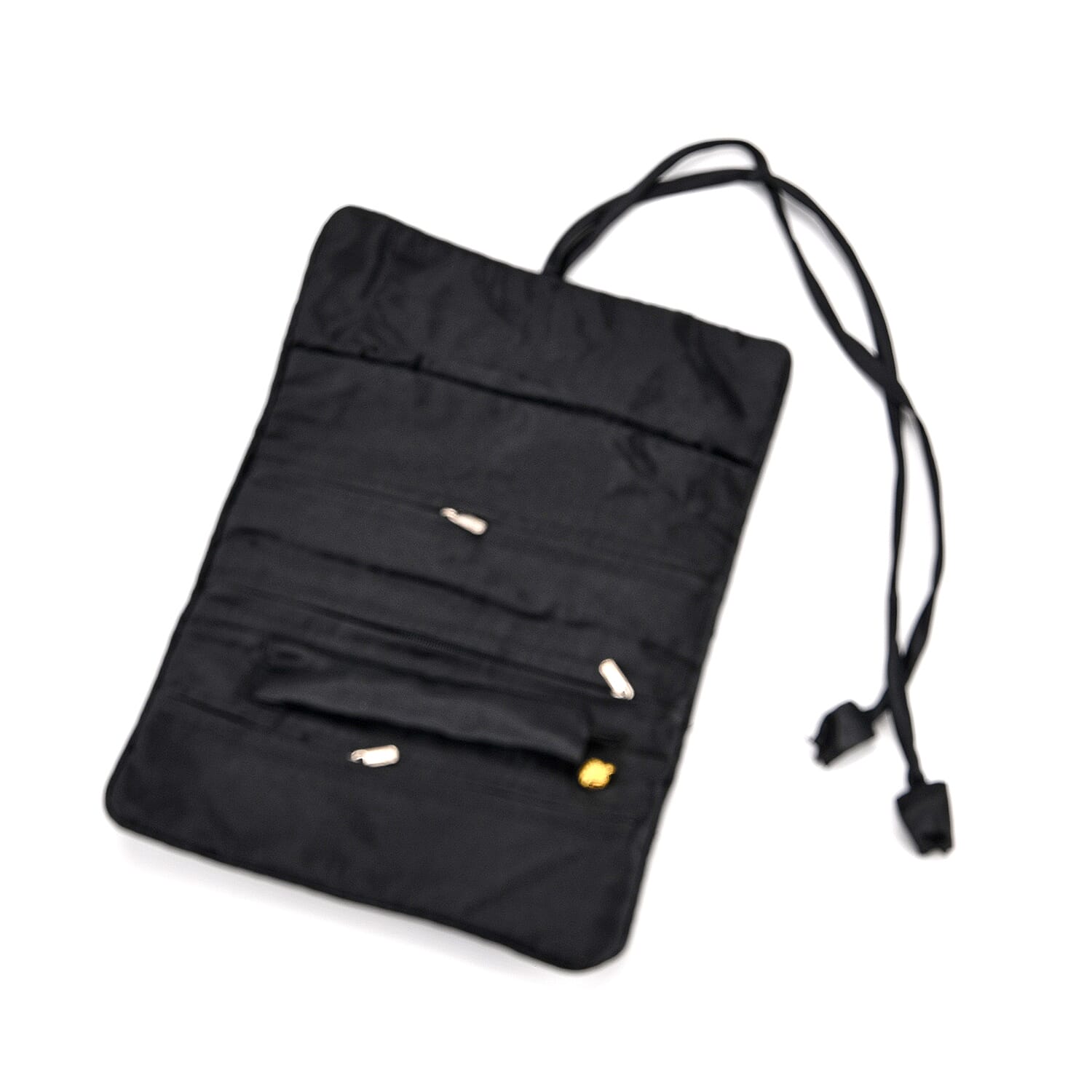 Embroidered Travel Jewellery Roll Organiser - Black