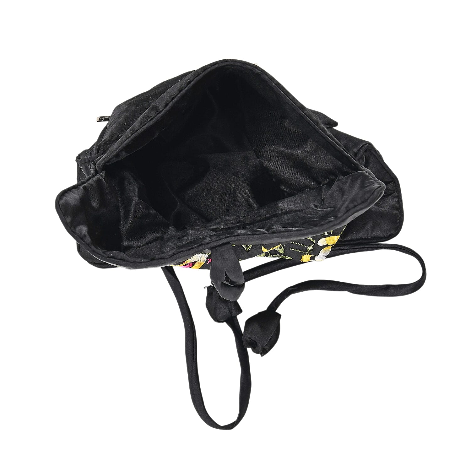 Embroidered Travel Jewellery Roll Organiser - Black
