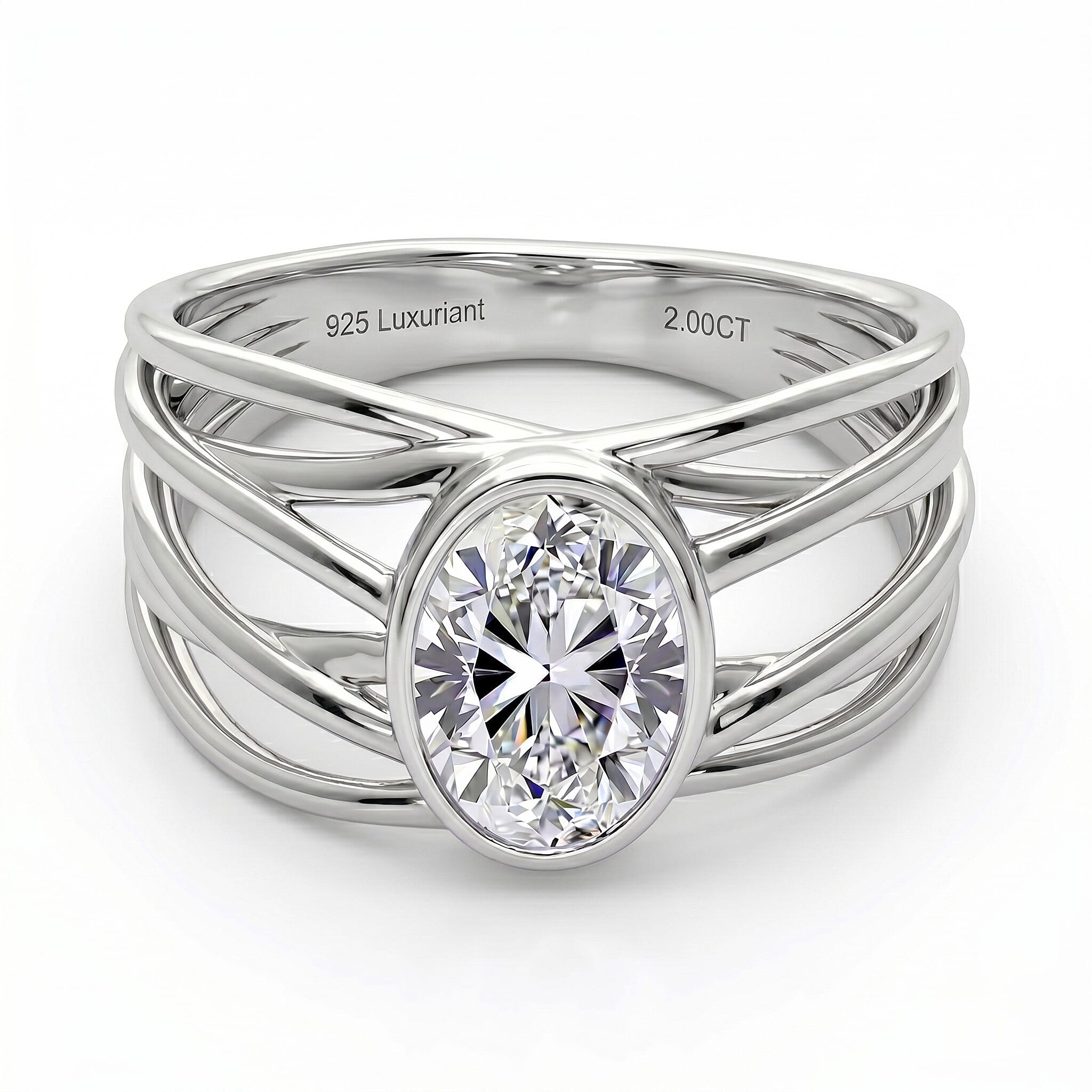 Luxuriant - SGL Certified SI Lab Grown Diamond Solitaire Ring in Rhodium Overlay Sterling Silver 2.00 Ct.