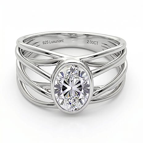 Luxuriant - SGL Certified (SI-G-H) Lab Grown Diamond Solitaire Ring in Rhodium Overlay Sterling Silver 2.00 Ct.