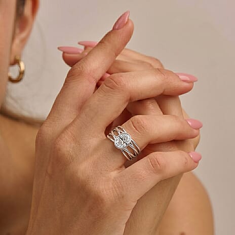 Luxuriant - SGL Certified (SI-G-H) Lab Grown Diamond Solitaire Ring in Rhodium Overlay Sterling Silver 2.00 Ct.