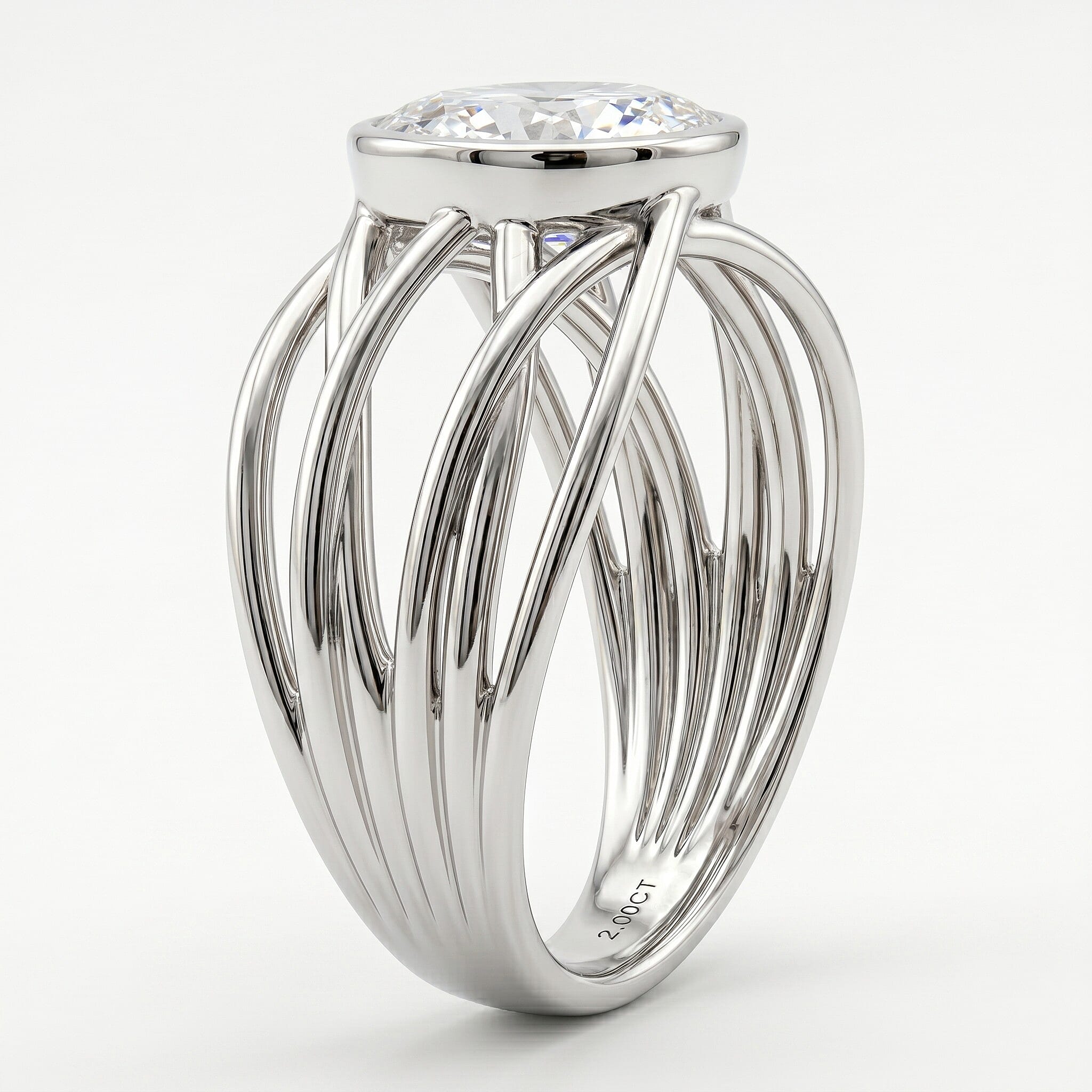 Luxuriant - SGL Certified SI Lab Grown Diamond Solitaire Ring in Rhodium Overlay Sterling Silver 2.00 Ct.