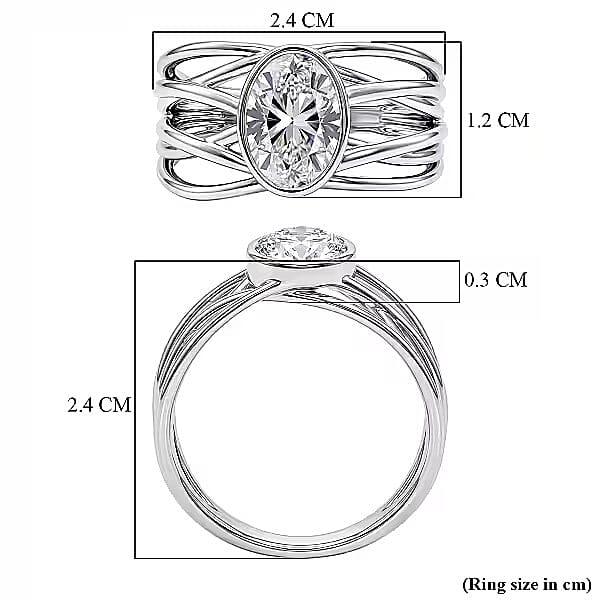 Luxuriant - SGL Certified SI Lab Grown Diamond Solitaire Ring in Rhodium Overlay Sterling Silver 2.00 Ct.