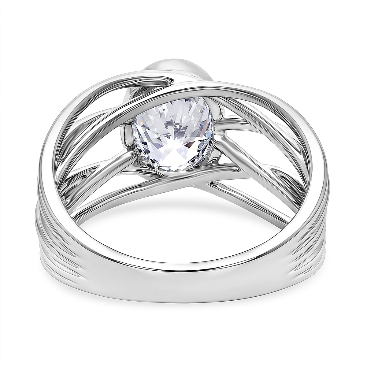 Luxuriant - SGL Certified SI Lab Grown Diamond Solitaire Ring in Rhodium Overlay Sterling Silver 2.00 Ct.