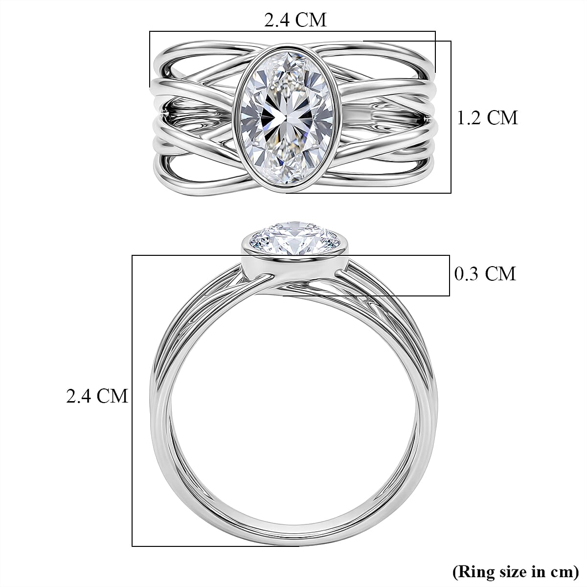 Luxuriant Lab Grown Diamond Ring in Rhodium OverlaySterling Silver, Silver Wt.5.5 Gms  2.000  Ct.