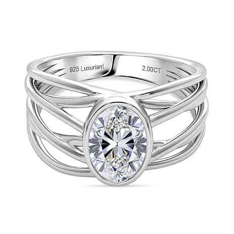 Luxuriant Lab Grown Diamond Ring in Rhodium OverlaySterling Silver, Silver Wt.5.5 Gms  2.000  Ct.