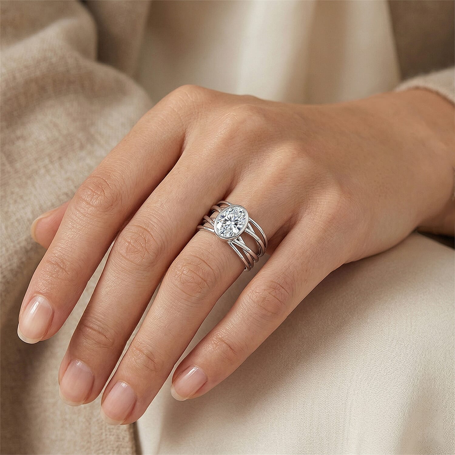 Luxuriant - SGL Certified SI Lab Grown Diamond Solitaire Ring in Rhodium Overlay Sterling Silver 2.00 Ct.