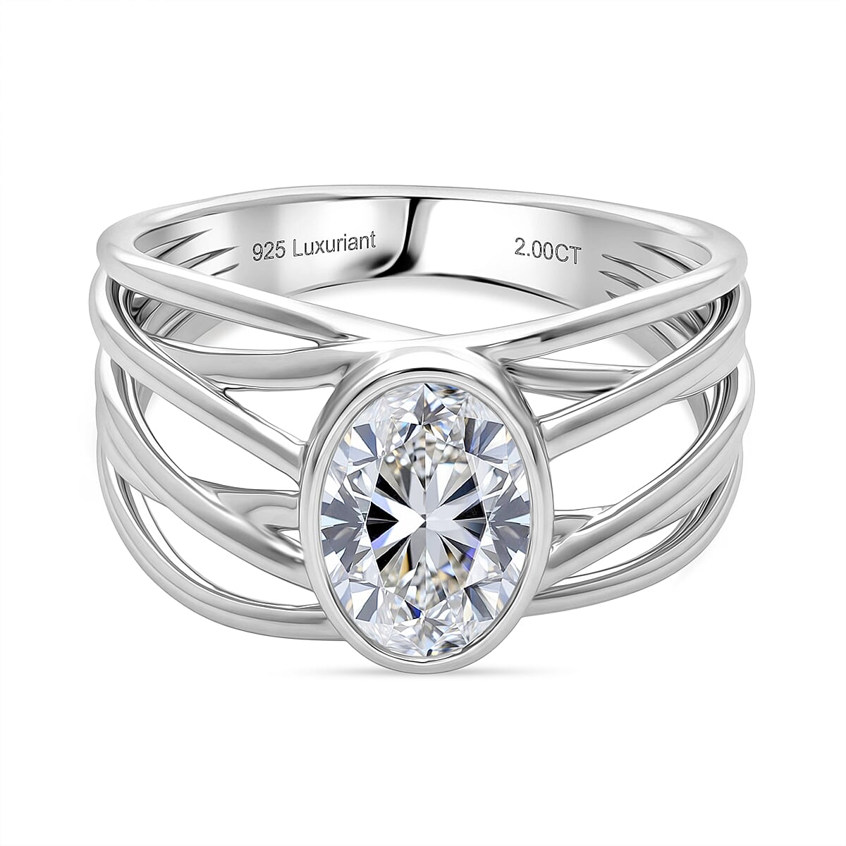 Luxuriant Lab Grown Diamond Ring in Rhodium OverlaySterling Silver, Silver Wt.5.5 Gms  2.000  Ct.
