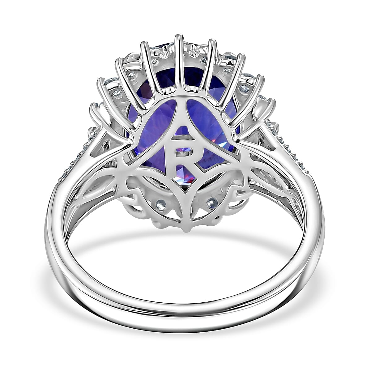 The Heirloom Collection - Rhapsody 950 Platinum AAAA Tanzanite (7.62 Ct) with Natural Earth Mined VS-E-F White Diamonds (0.85 Ct) Halo Ring 8.47 Ct, Platinum Wt. 7.95 Gms
