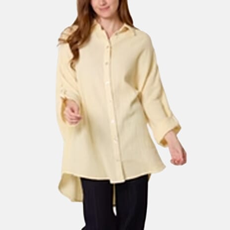 QED London Crinkle Oversized Shirt (One Size) - Lemon