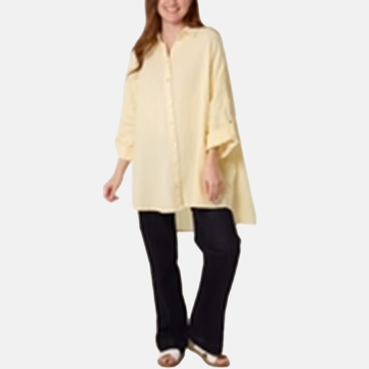 QED London Crinkle Oversized Shirt (One Size) - Lemon