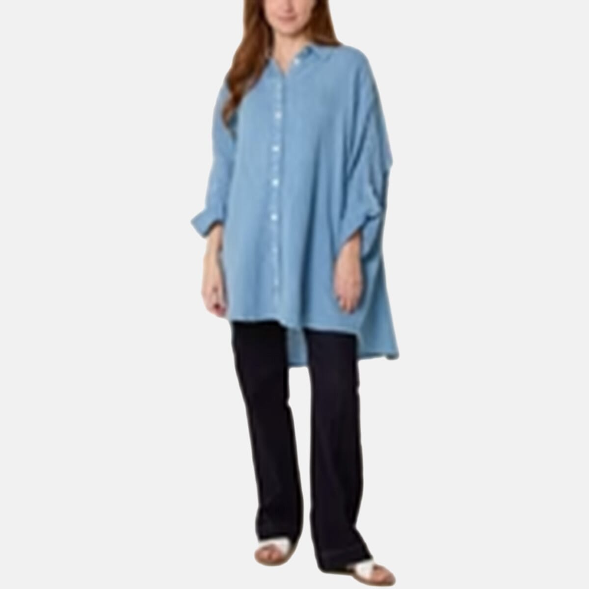 QED London Crinkle Oversized Shirt (One Size) - Denim