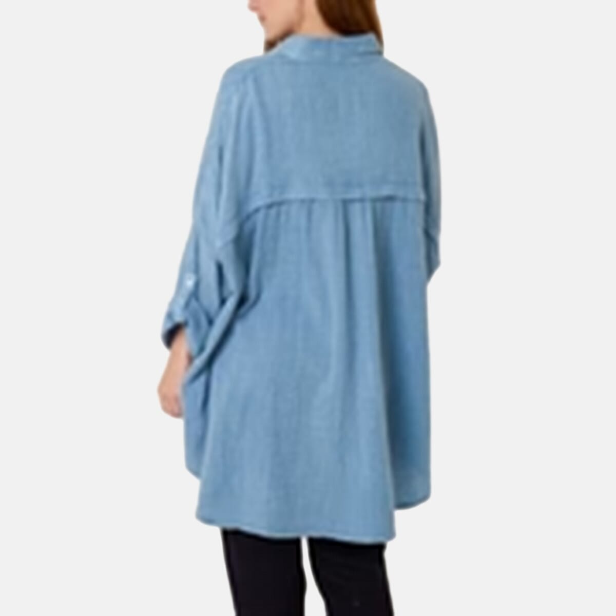 QED London Crinkle Oversized Shirt (One Size) - Denim