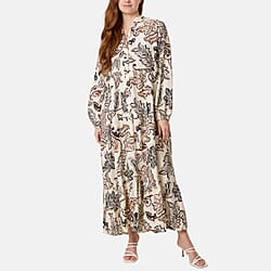 Chilli Charm Floral Print Boho Maxi Dress (One Size) - Green & Ivory