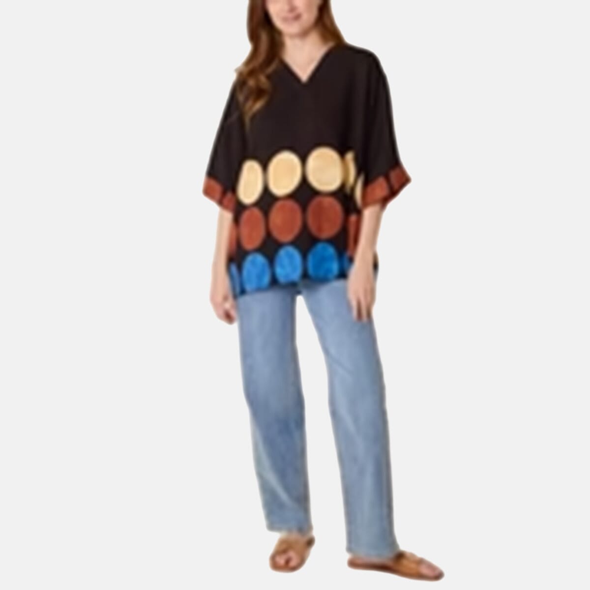 Chilli Charm V-Neck Polka Dot Print Top (One Size) - Black