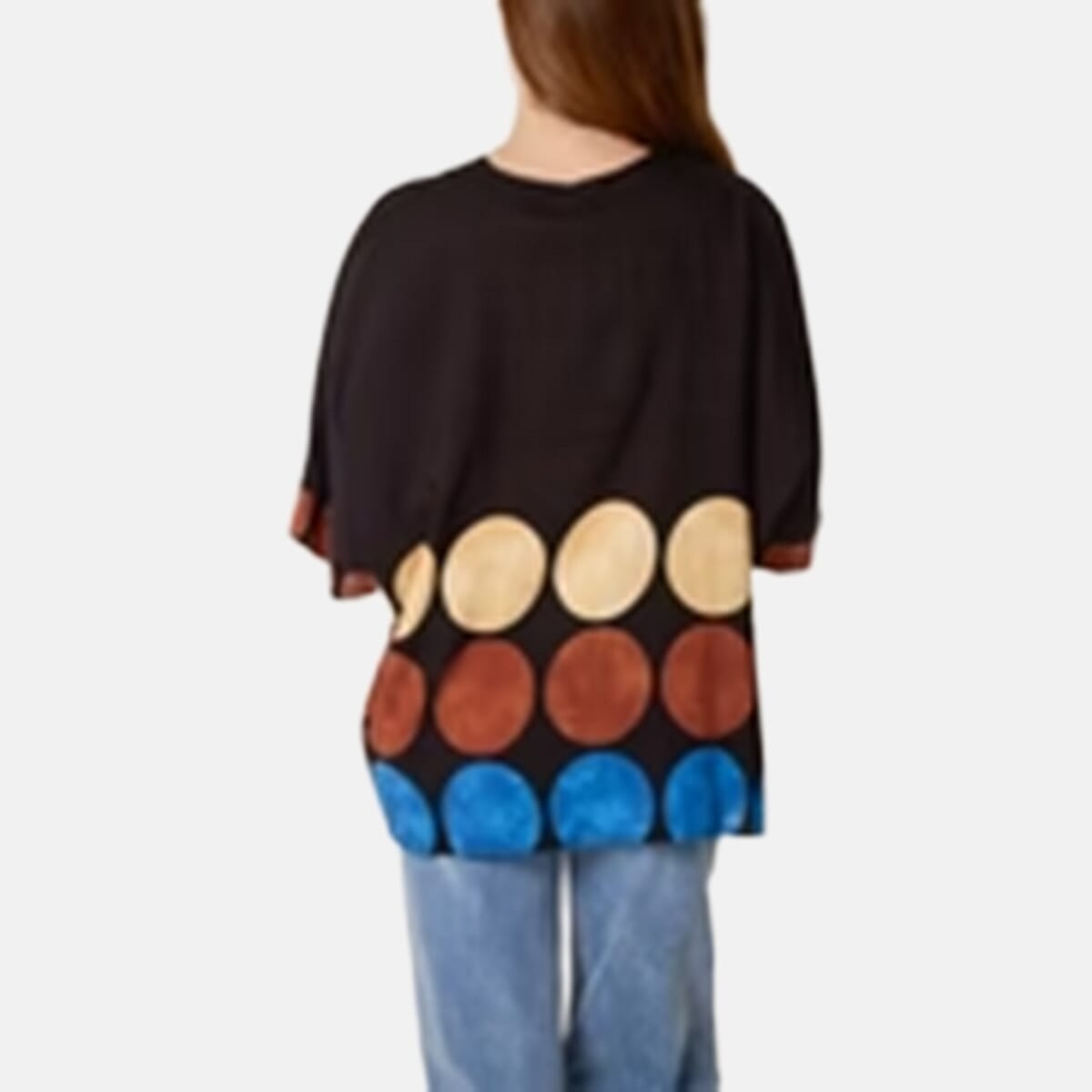 Chilli Charm V-Neck Polka Dot Print Top (One Size) - Black