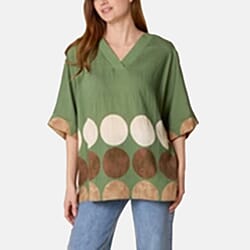 Chilli Charm V-Neck Polka Dot Print Top (One Size) - Black