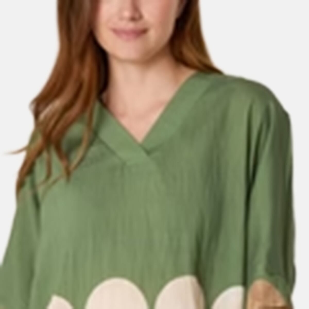 Chilli Charm V-Neck Polka Dot Print Top (One Size) - Khaki