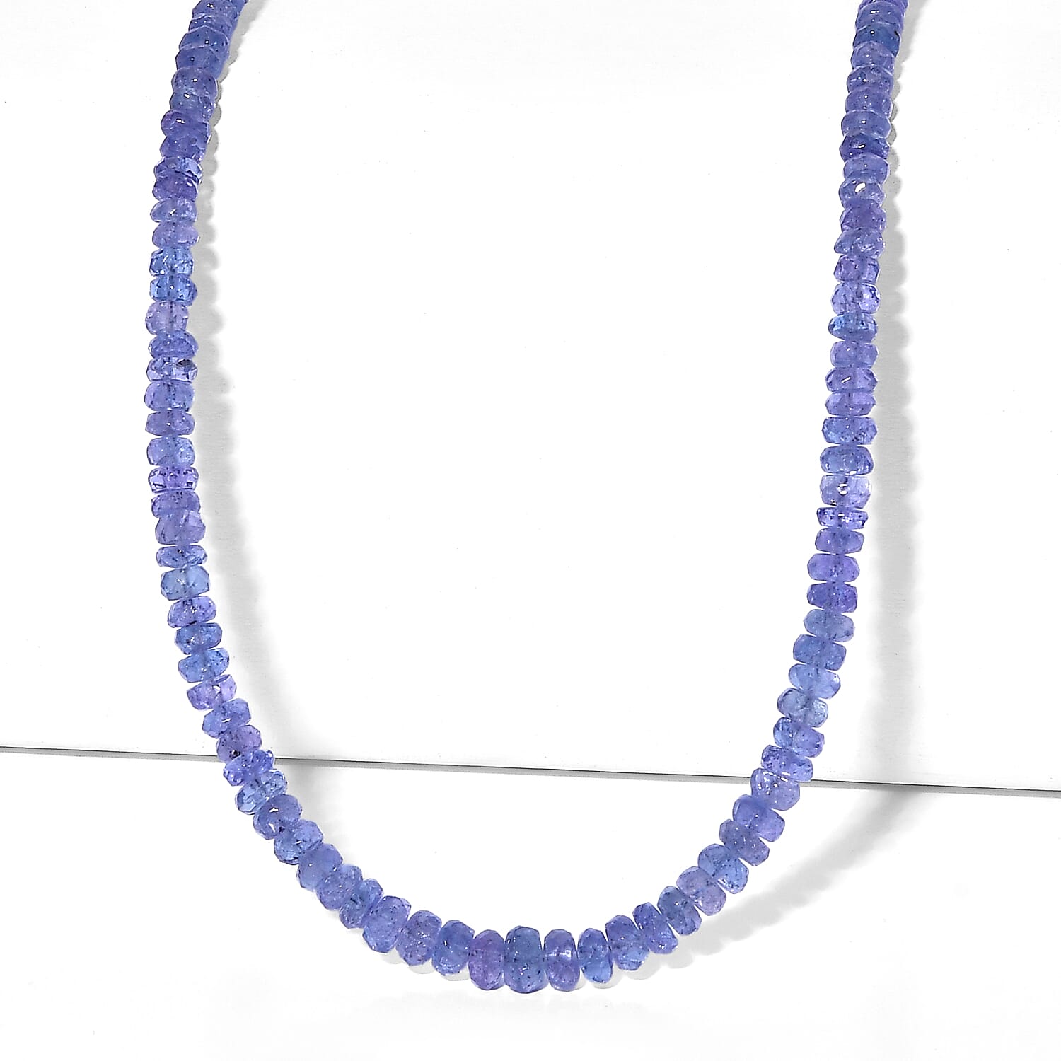 D'Joy - Tanzanite Beads Necklace (Size - 18-2 Ext) in Rhodium Overlay Sterling Silver 70.00 Ct.