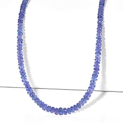 D'Joy - Tanzanite Beads Necklace (Size - 18-2 Ext) in Rhodium Overlay Sterling Silver 70.00 Ct.