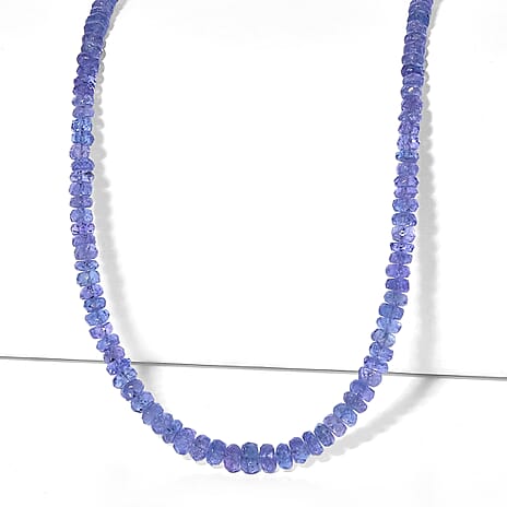 D'Joy - Tanzanite Beads Necklace (Size - 18-2 Ext) in Rhodium Overlay Sterling Silver 70.00 Ct.