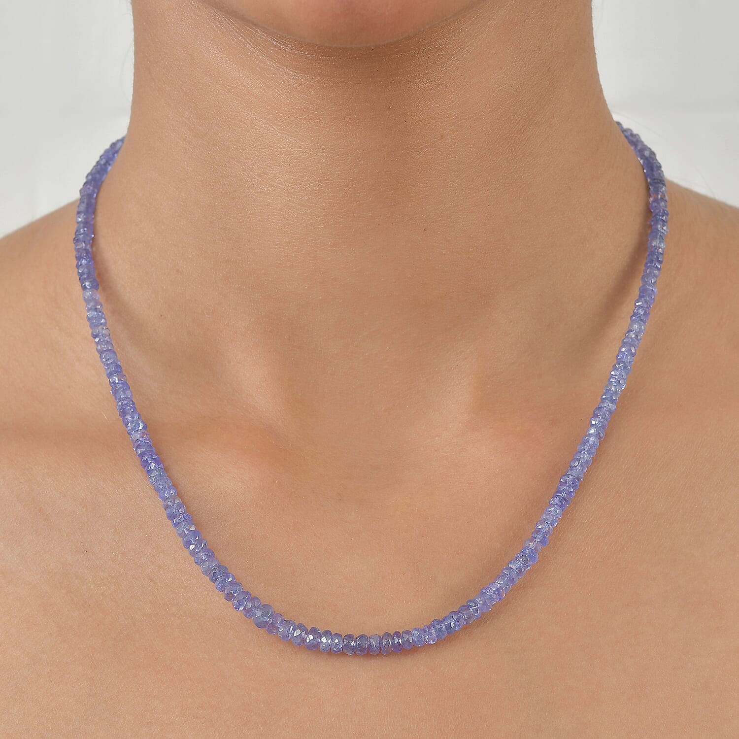 D'Joy - Tanzanite Beads Necklace (Size - 18-2 Ext) in Rhodium Overlay Sterling Silver 70.00 Ct.