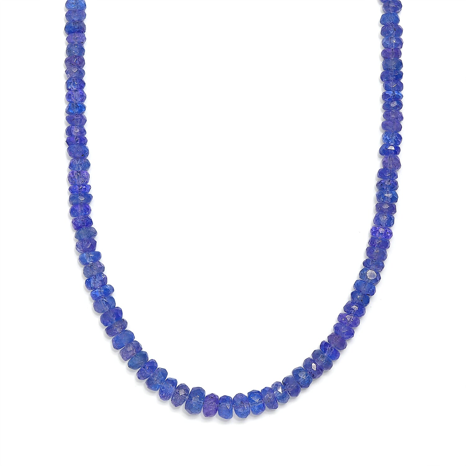 D'Joy - Tanzanite Beads Necklace (Size - 18-2 Ext) in Rhodium Overlay Sterling Silver 70.00 Ct.
